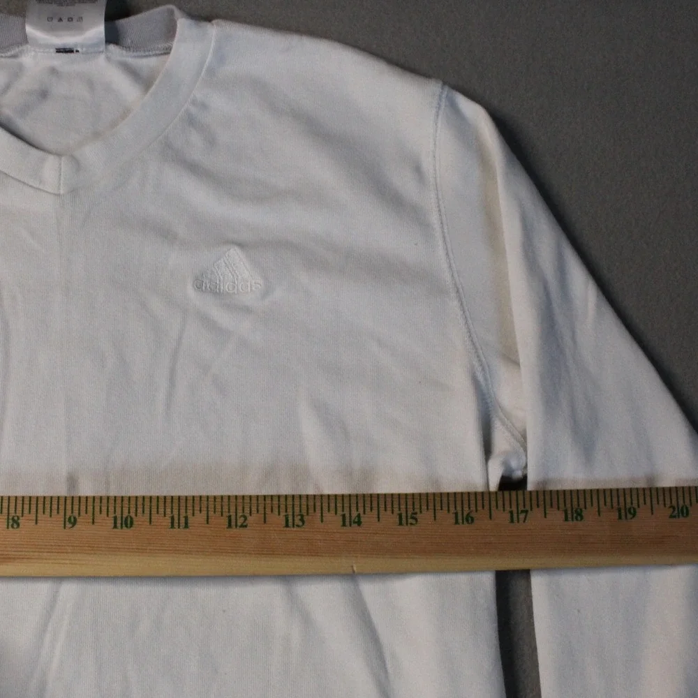 Adidas Men's Long Sleeve V-Neck Activewear Top White/Gray Size Large